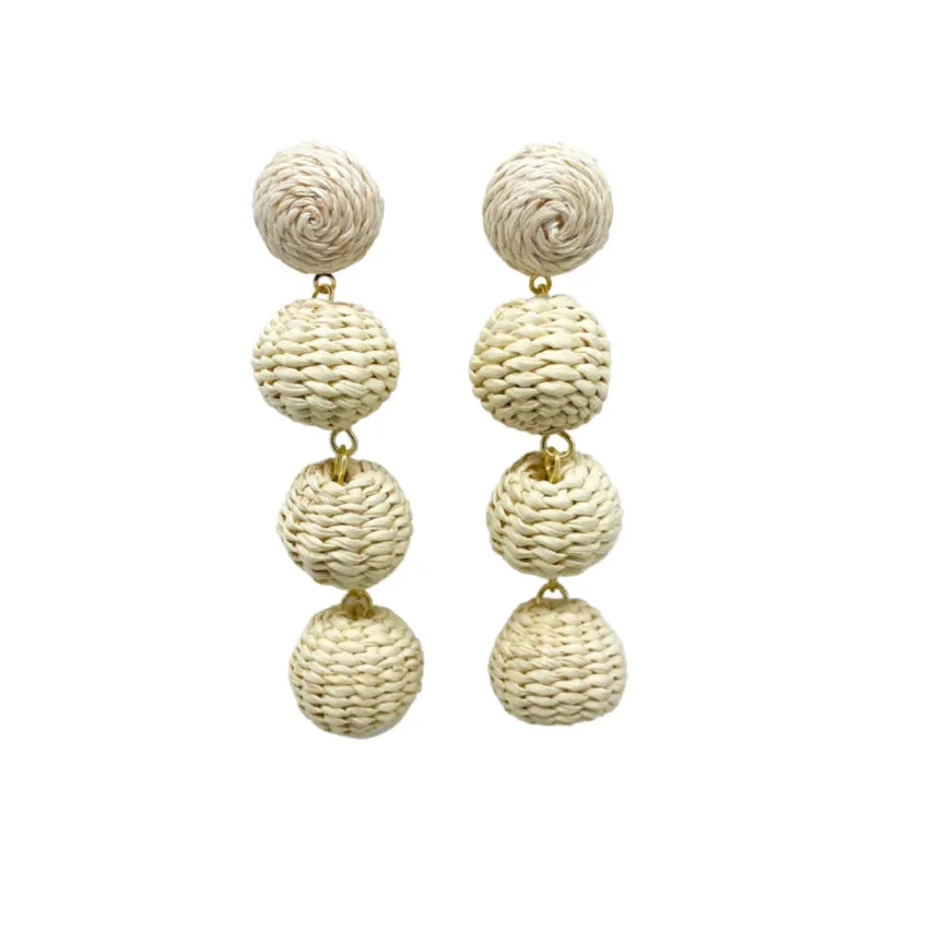 M. Donohue Grace Rattan Mini Triple Earrings