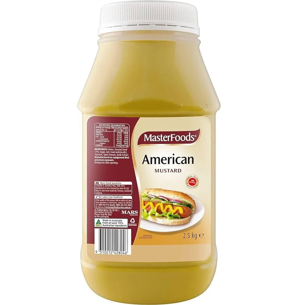 Masterfoods American Mustard Sauce 2.5kg Bottle Bulk