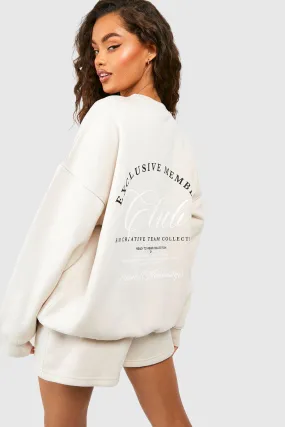 Members Club Slogan Sweatshirt Short Tracksuit