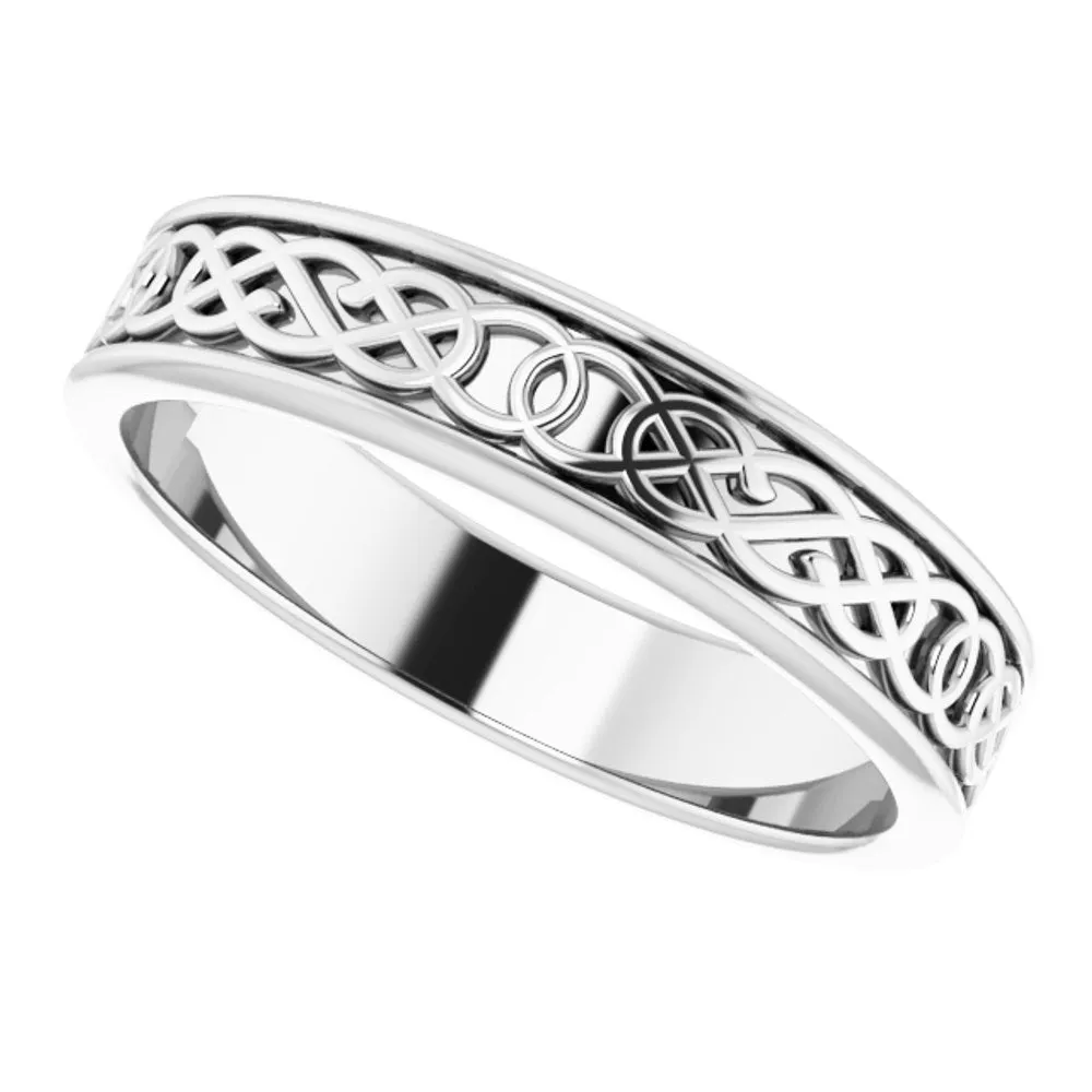 Men's 5mm Platinum Celtic Inspired Standard Fit Band