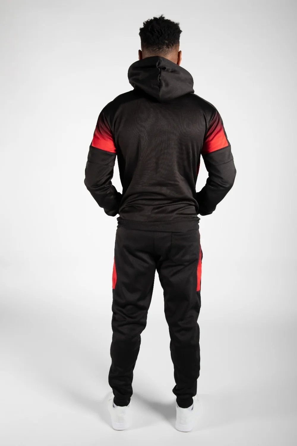 Mens Black Two Tone Hooded Skinny Fit Tracksuit