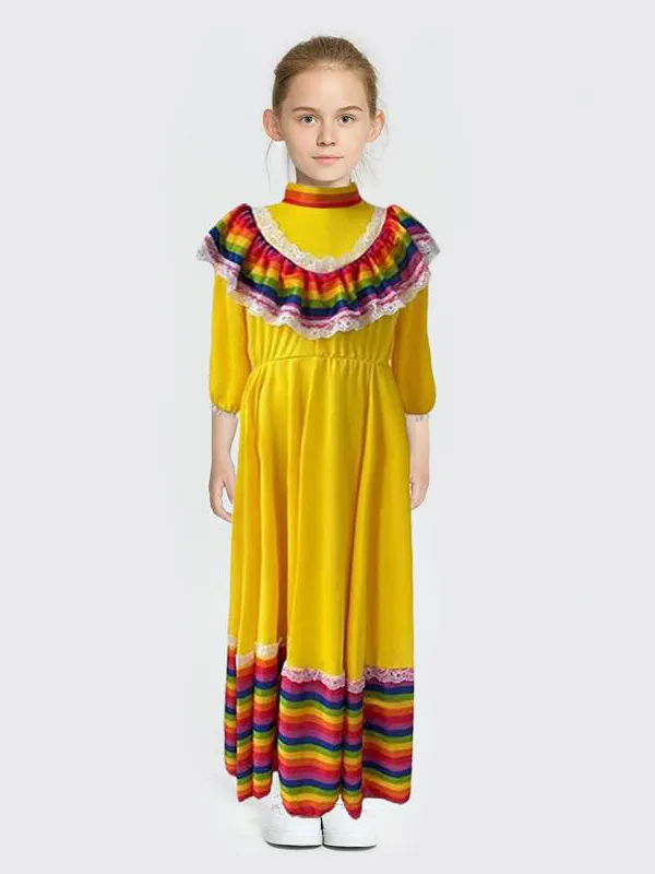 Mexican long skirt national costume Halloween Day of the Dead role play European and American stage big swing skirt