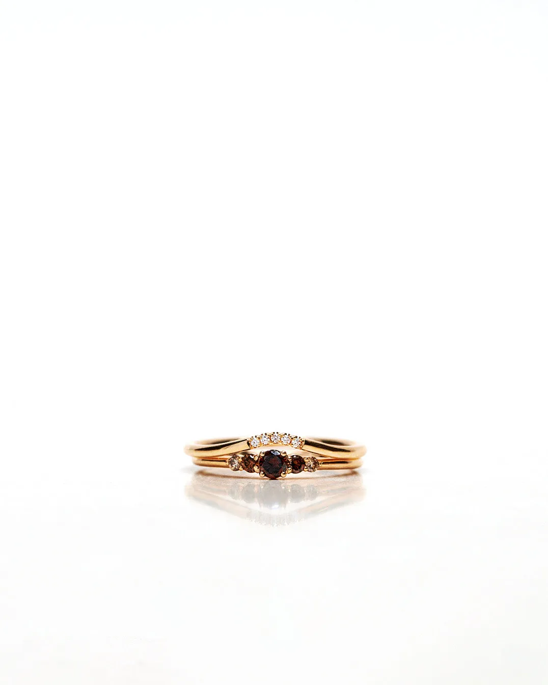 Mini Elise Ring with Chocolate and Champagne Diamond Gradient