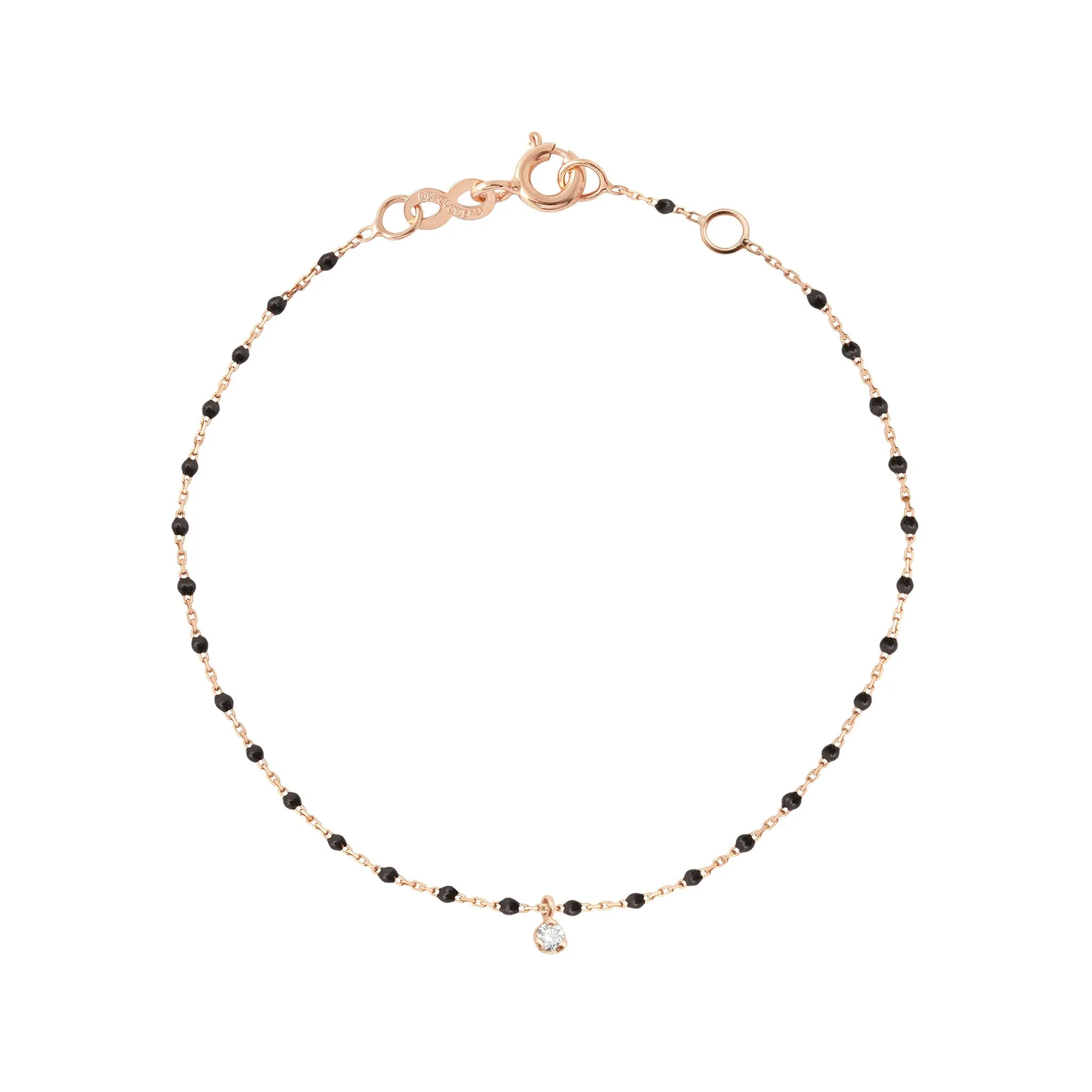 Mini Gigi Black bracelet, Rose Gold 1 Diamond, 6.7