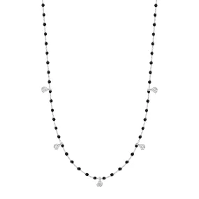 Mini Gigi Black necklace, White Gold 5 diamond, 21.7