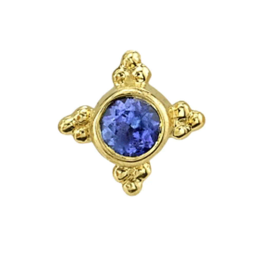 Mini Kandy Threaded End in Gold with Round Blue Sapphire