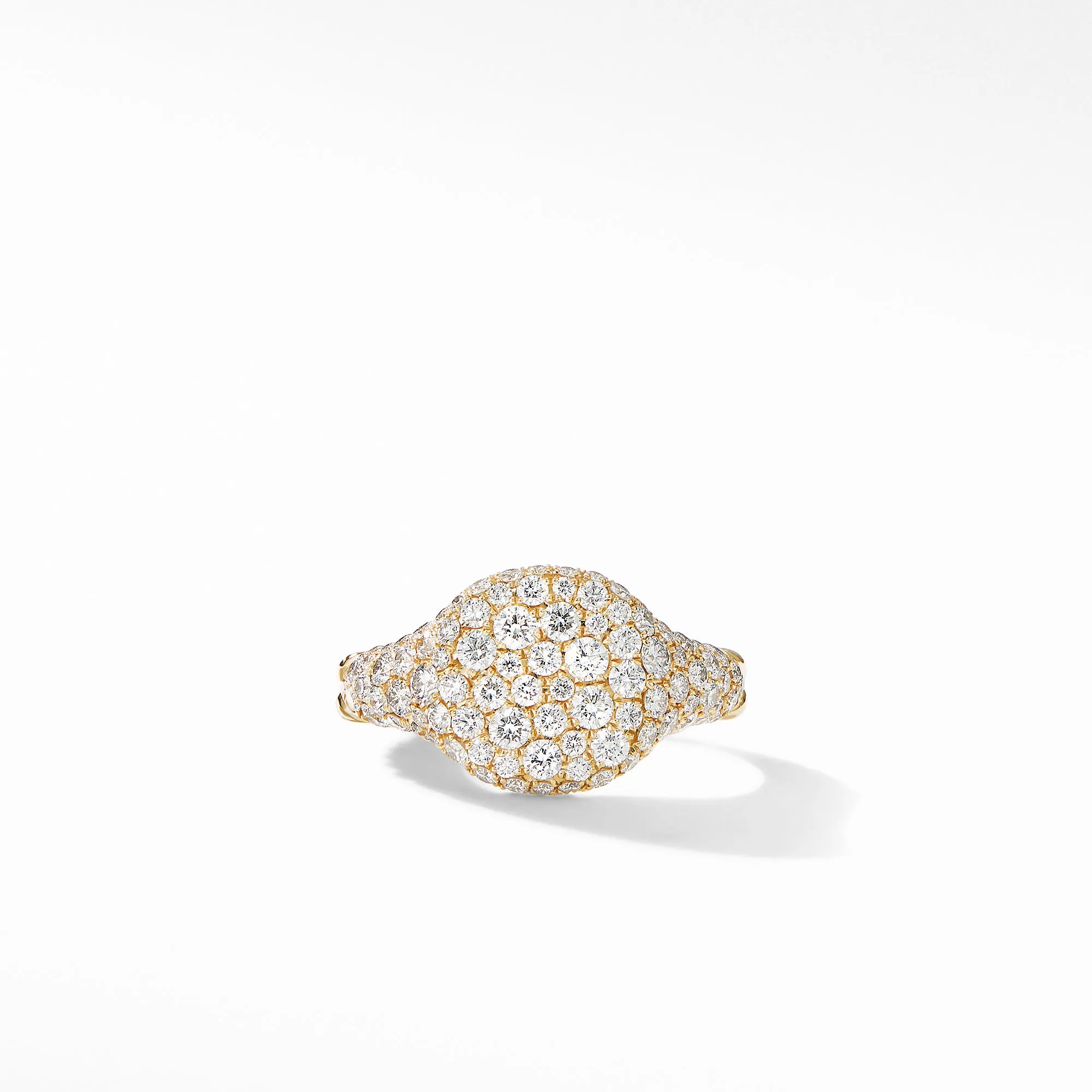 Mini Pinky Ring in 18K Yellow Gold with Pave Diamonds