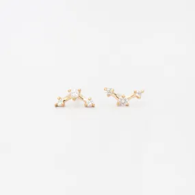 Mini Three-Step Point White Diamond Earrings