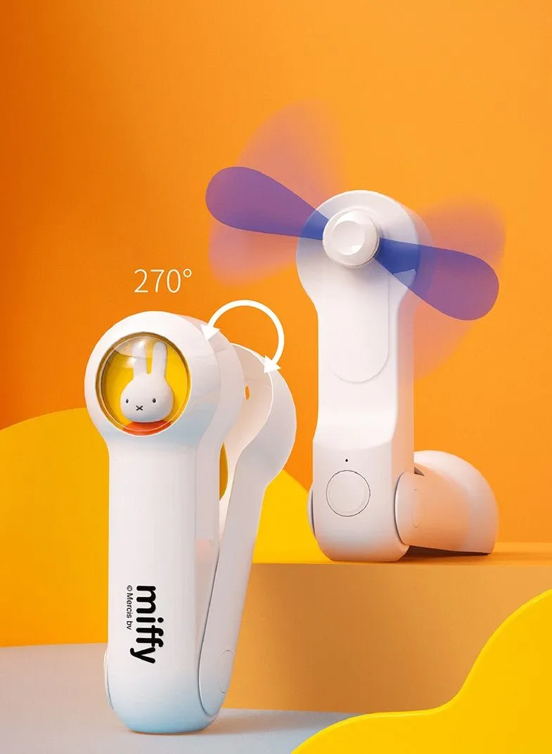 Mini-ventilateur portable et pliable avec chargeur USB et lumière Miffy - MF04