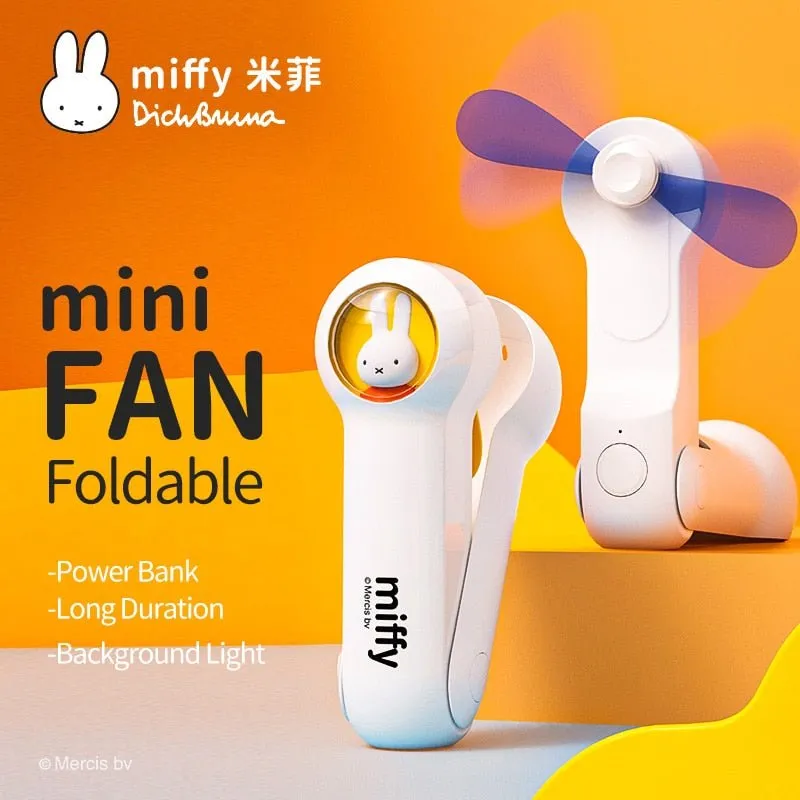 Mini-ventilateur portable et pliable avec chargeur USB et lumière Miffy - MF04