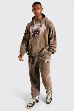 Oversized Overdye Skull Hooded Tracksuit