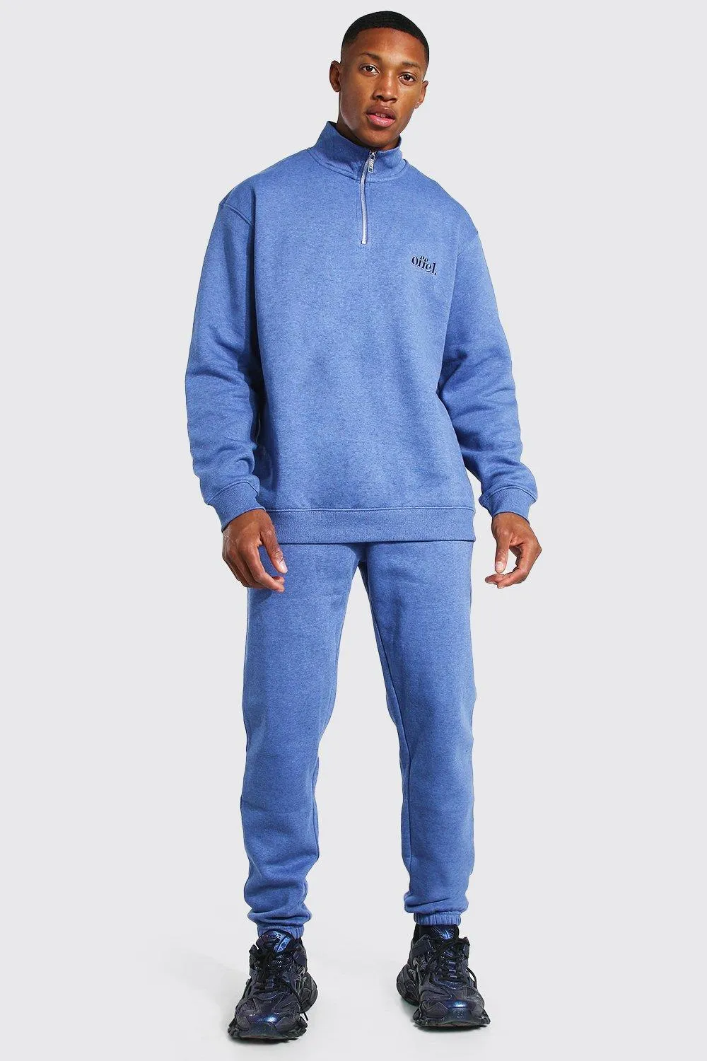 Oversized Overdyed Funnel Neck Tracksuit | boohooMAN UK