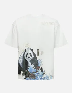 Panda and Seagull Print Loose Fit T-Shirt