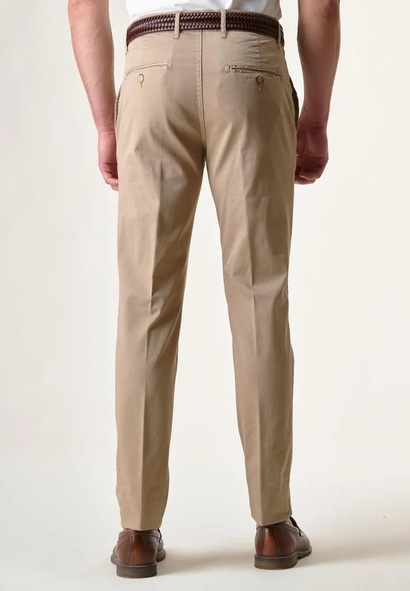 Pantalone beige tricotina tinto capo slim