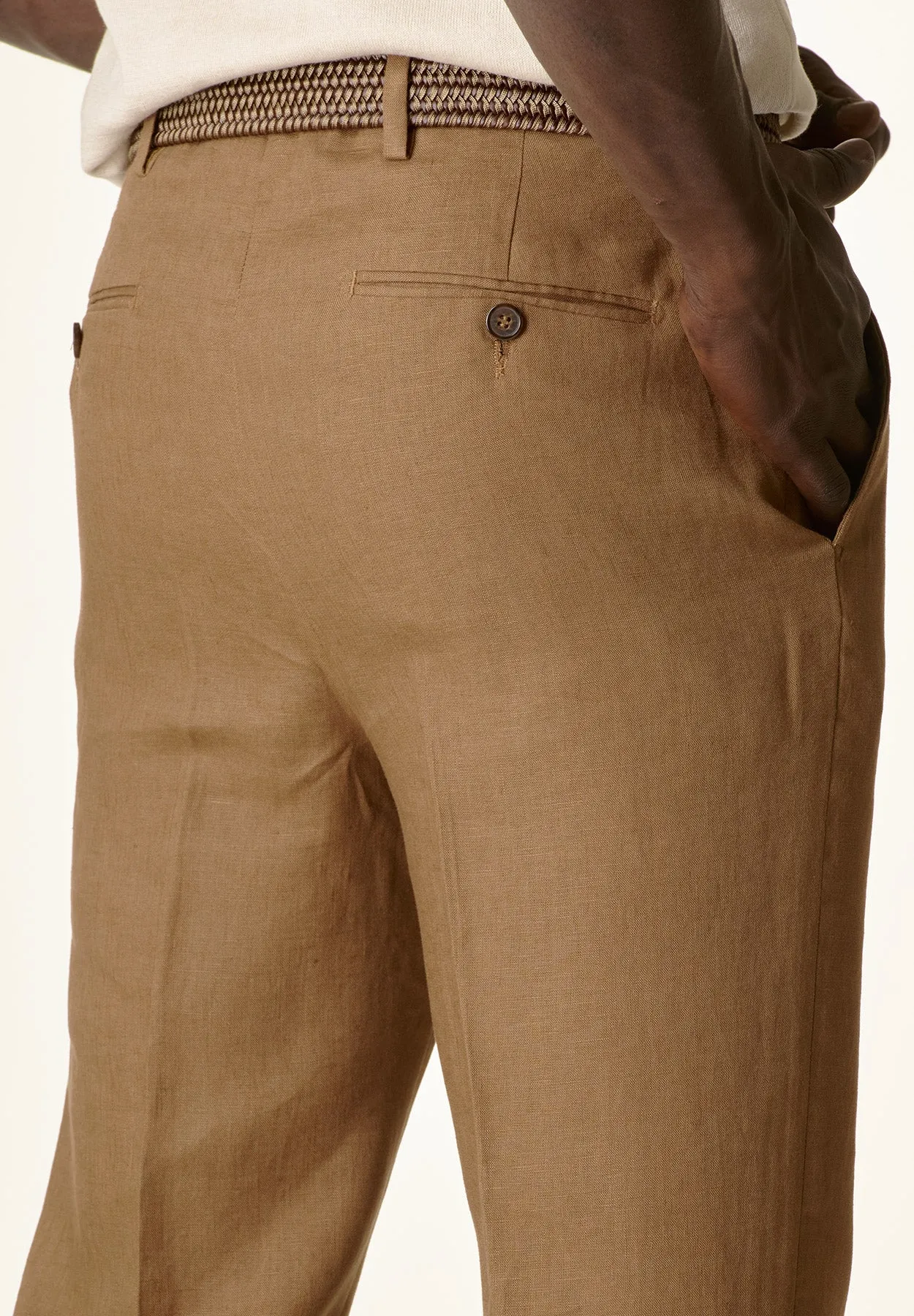 Pantalone tabacco lino custom fit