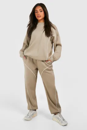 Piping Detail Oversized Sweatshirt Tracksuit