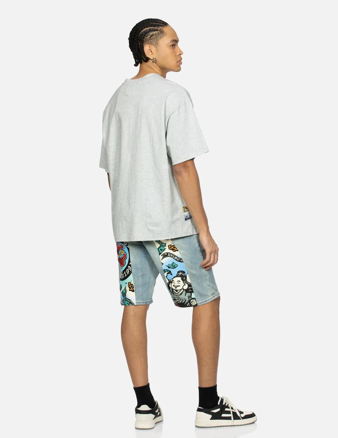 Playful Godhead Daicock Print Regular Fit Denim Shorts