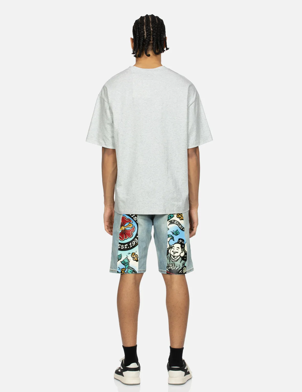 Playful Godhead Daicock Print Regular Fit Denim Shorts