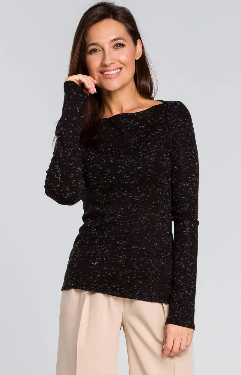 Pull slim col bateau noir