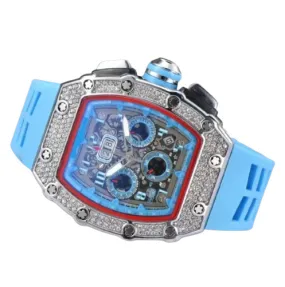 Quartz Men's Watch with Blue Silicon Strap