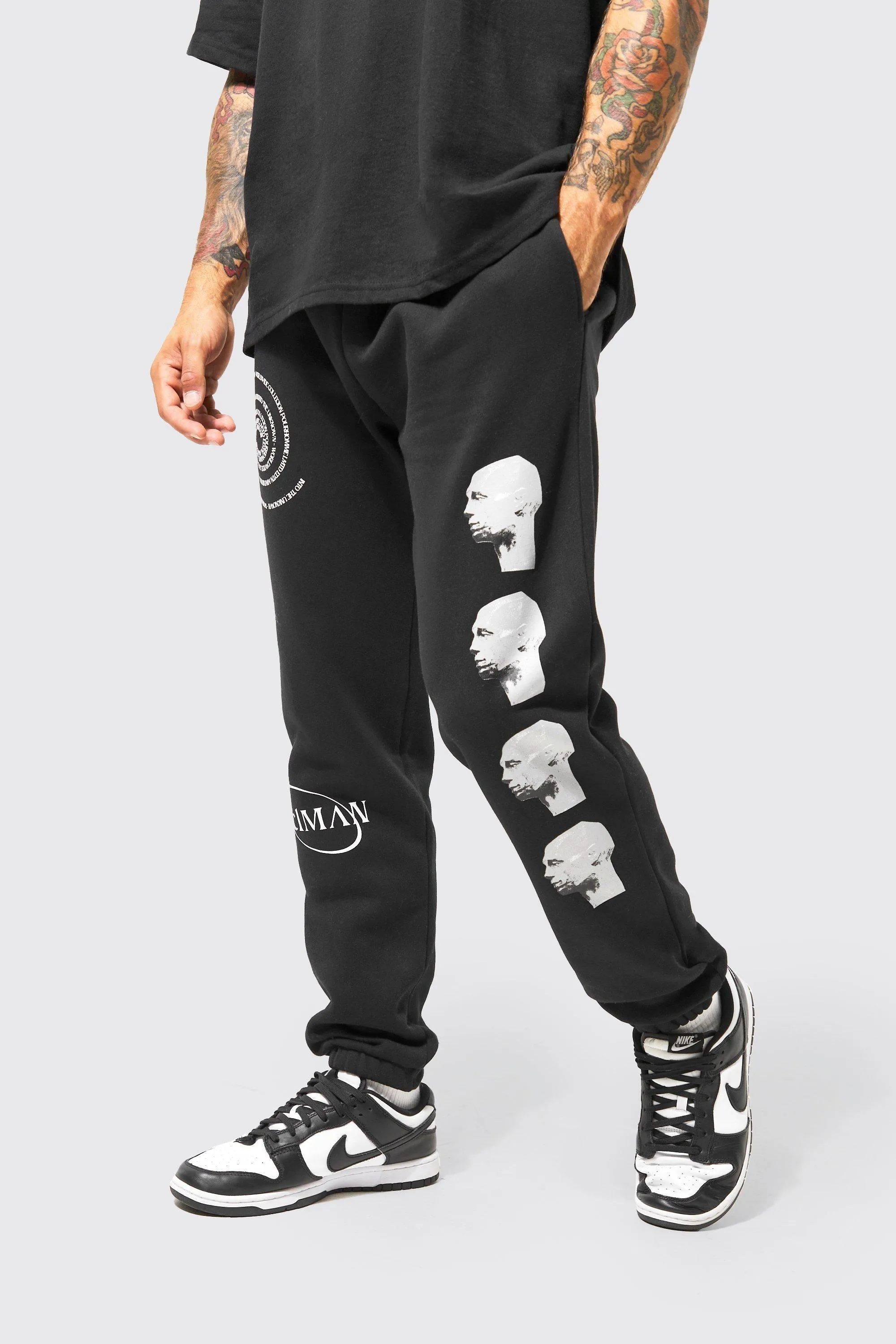 Regular Multi Graphic Jogger | boohooMAN UK