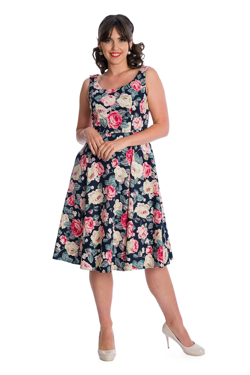 ROSE BLOOM FIT & FLARE DRESS