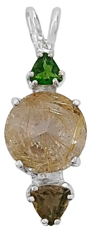 Rutilated Quartz Mini Radiant Heart? with Chrome Diopside & Yellow Tourmaline