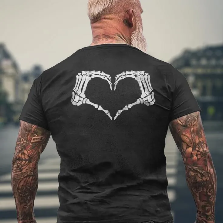 Skeleton Hand Heart Sign Vintage Halloween Costume Men's T-shirt Back Print