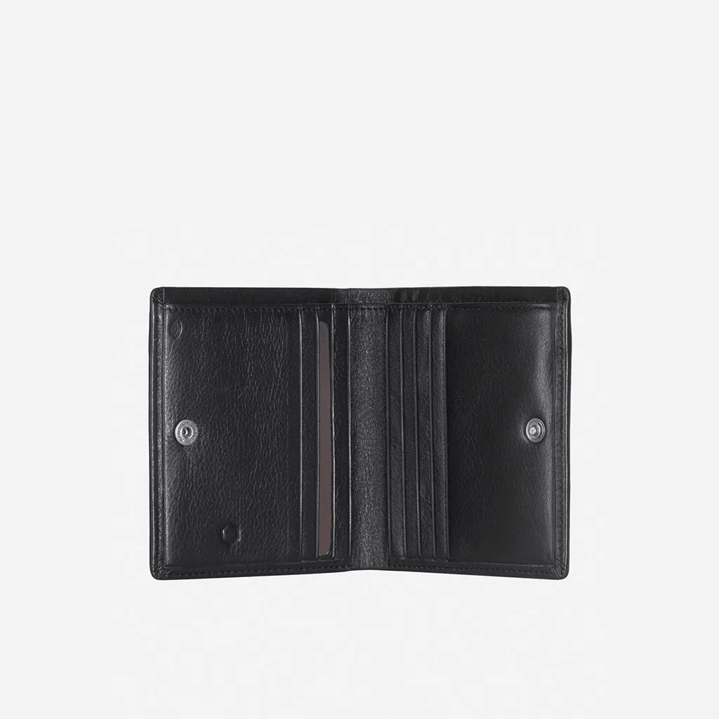 Slim Bifold Card Holder With Coin, Soft Black