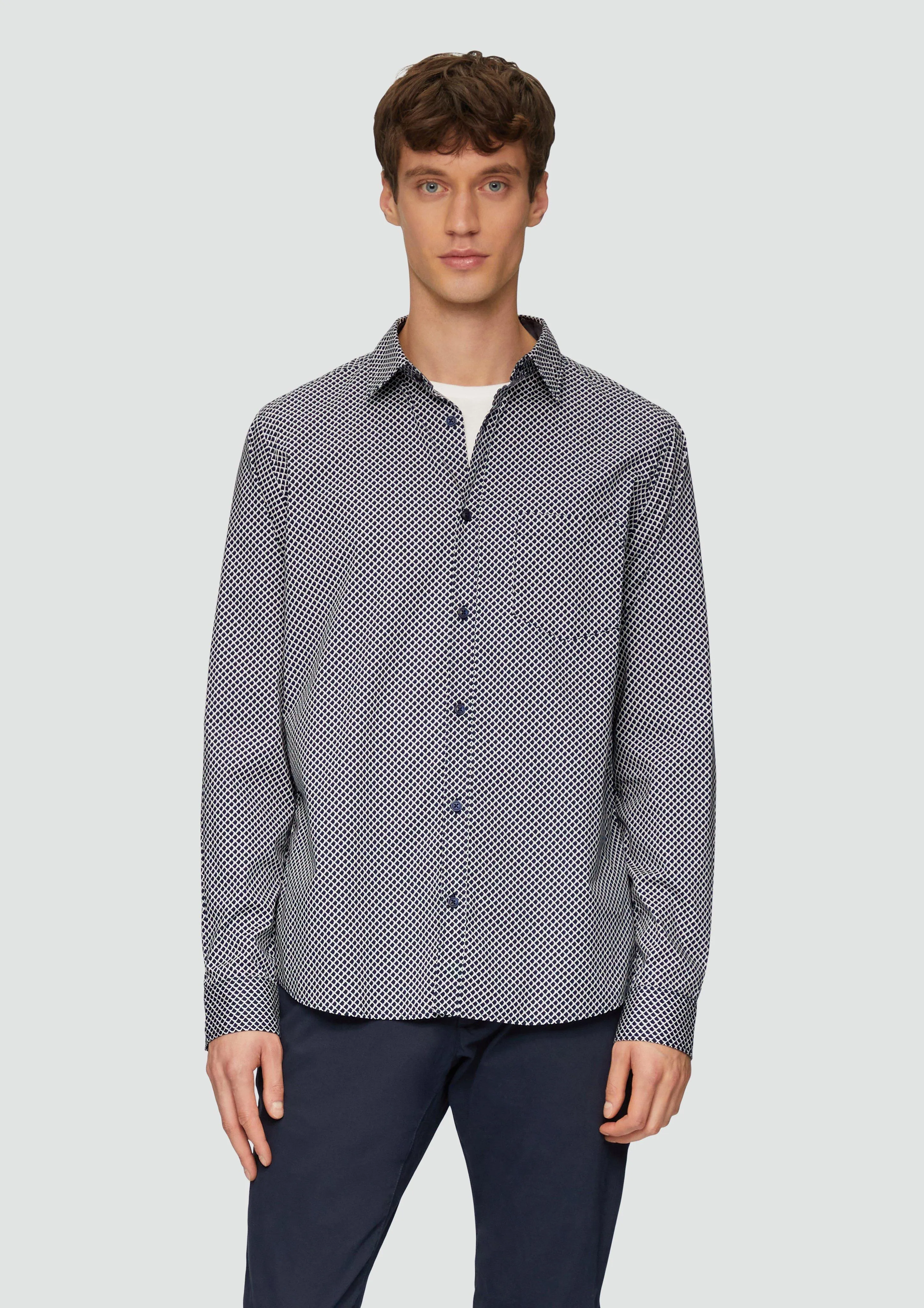 Slim fit: patterned shirt made of stretch cotton