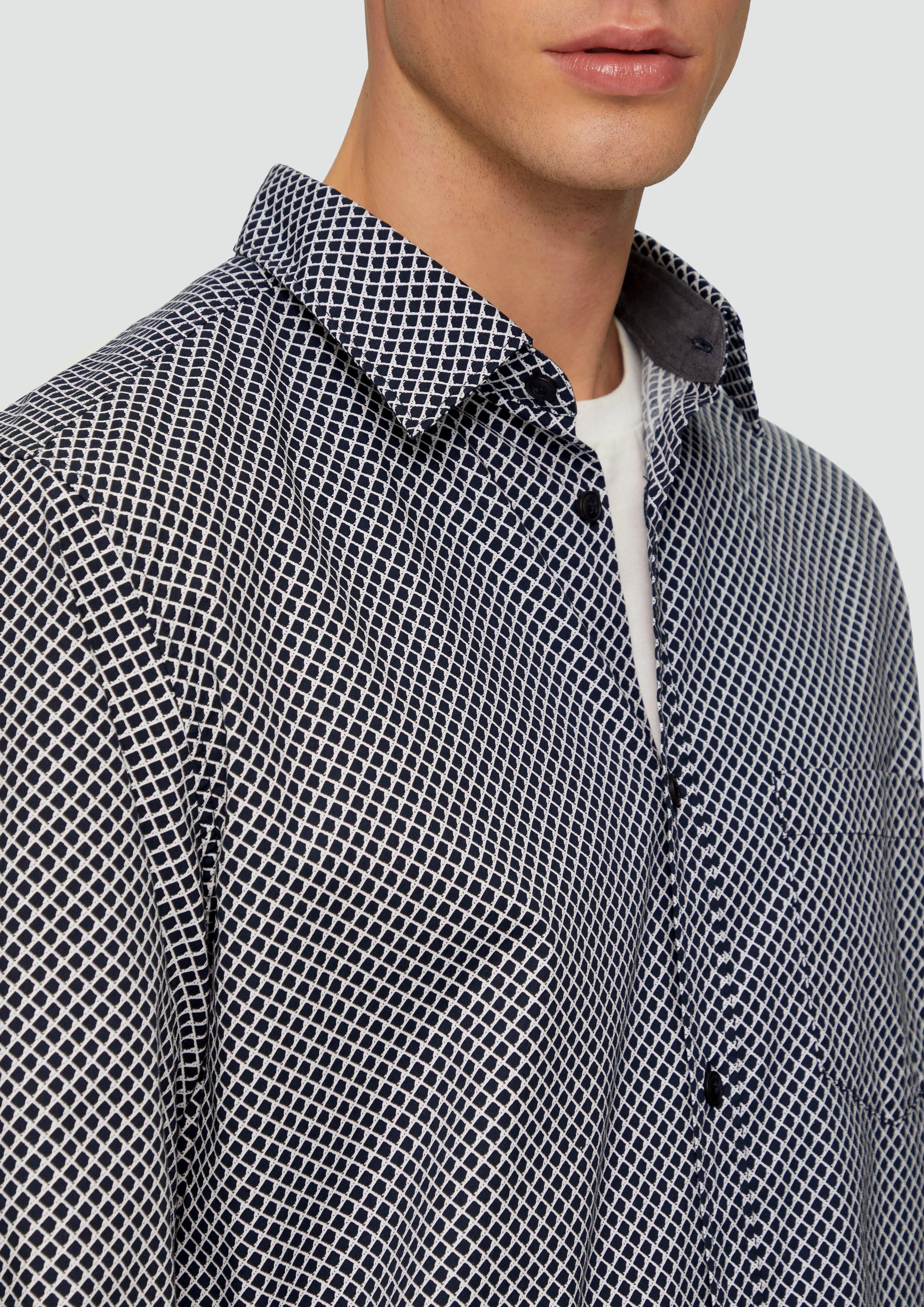 Slim fit: patterned shirt made of stretch cotton