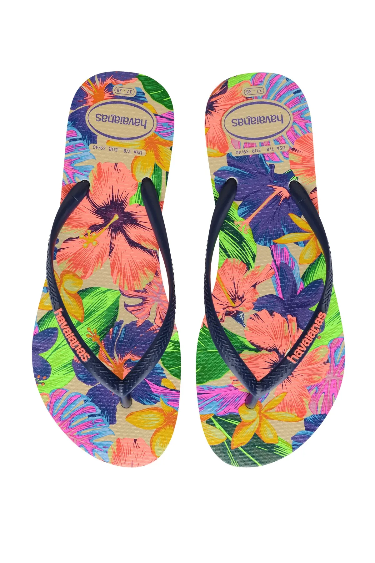 Slim Floral Neon Flip Flops