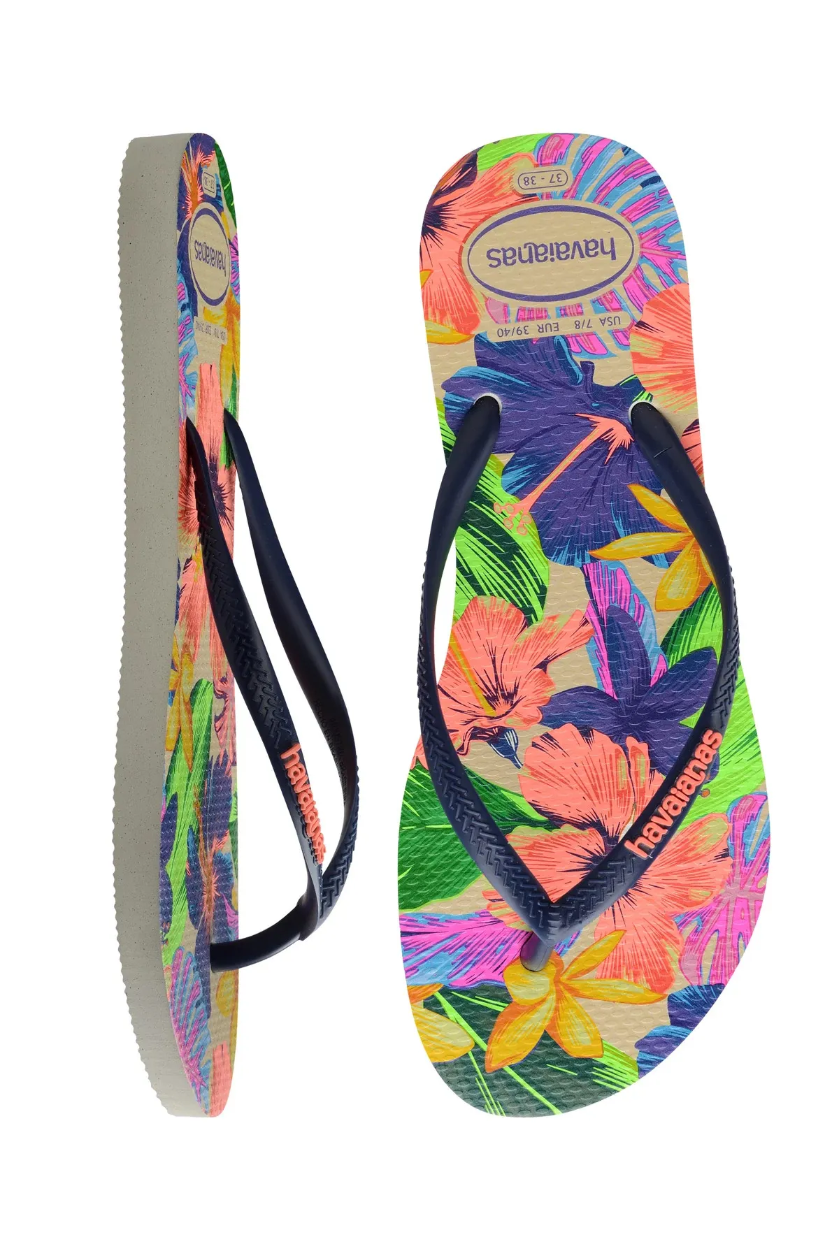 Slim Floral Neon Flip Flops