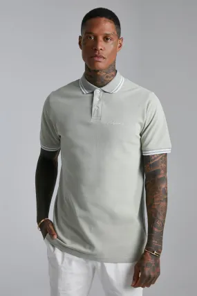 Slim Man Tipped Pique Polo