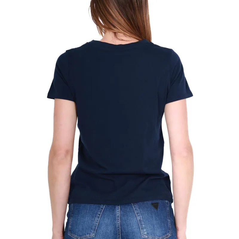 T-SHIRT DONNA GIROCOLLO IN COTONE, BLU