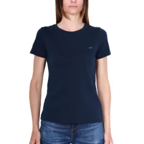 T-SHIRT DONNA GIROCOLLO IN COTONE, BLU