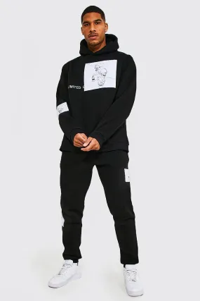 Tall Skeleton Line Drawing Patch Tracksuit