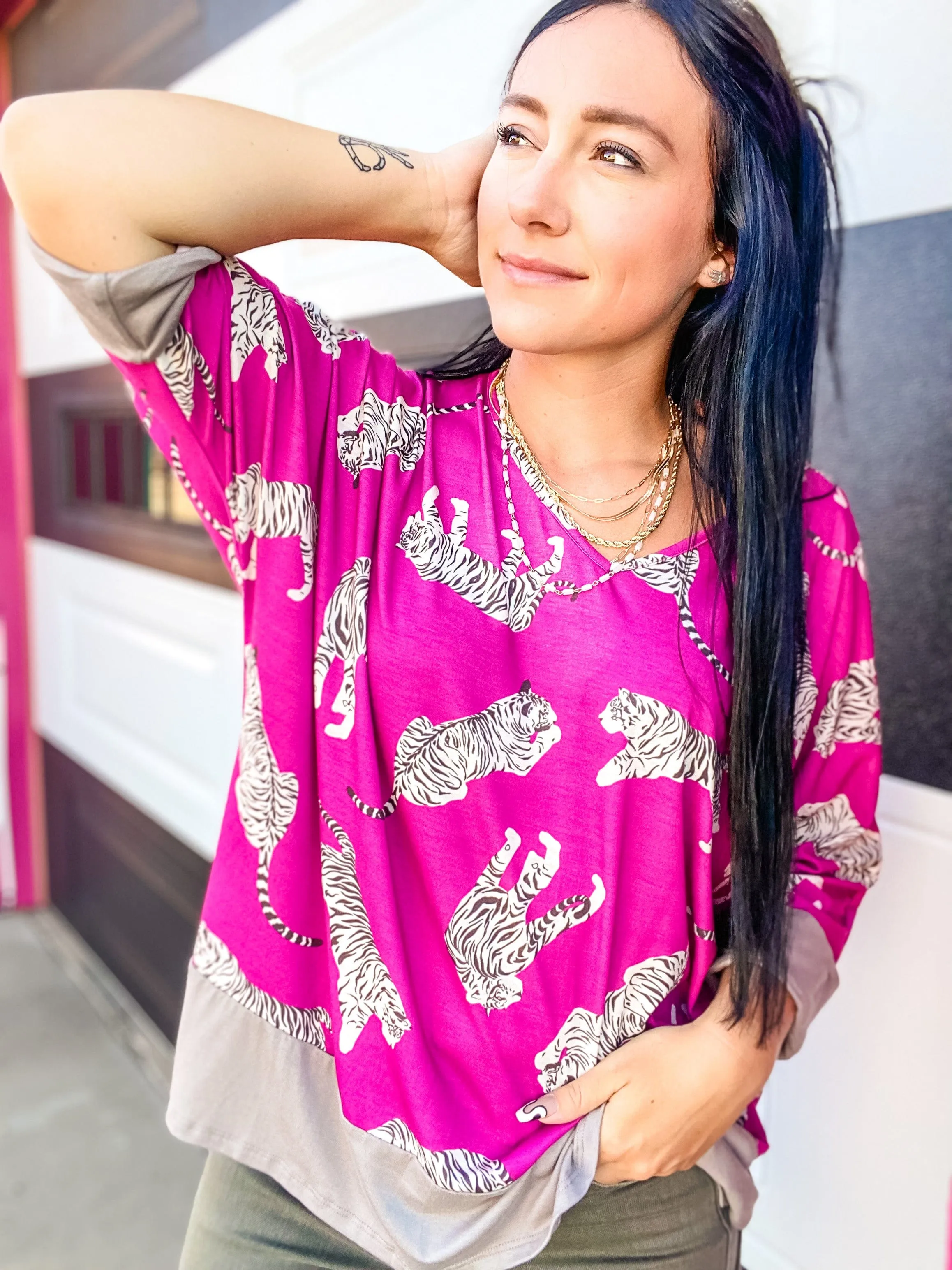 Tiger Queen Fuchsia Top