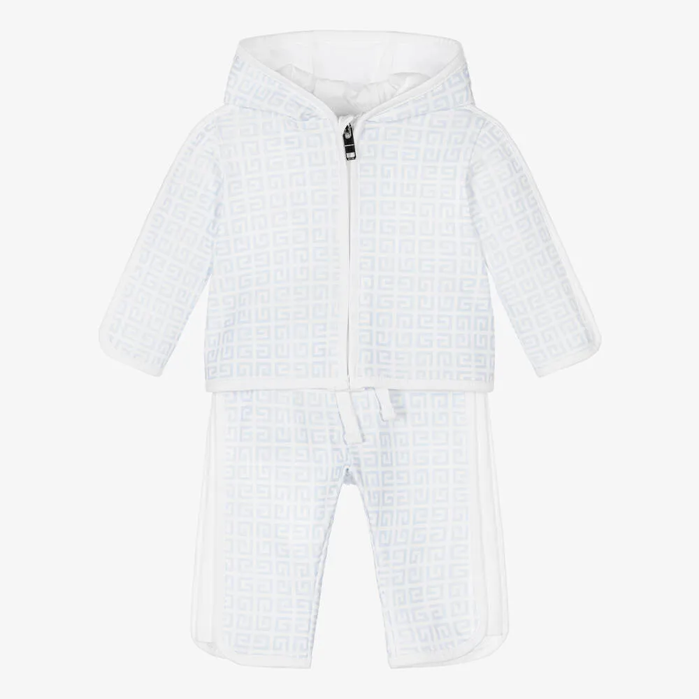 White & Blue 4G Logo Baby Tracksuit